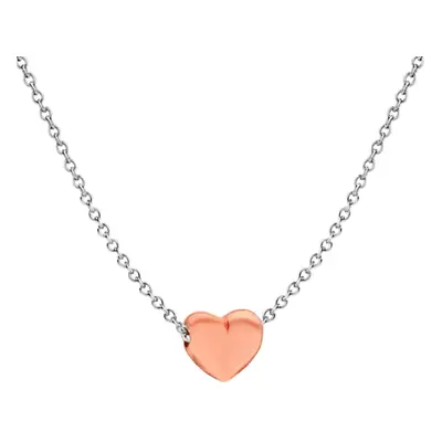 Jewelco London Rose Gold-plated Sterling Silver 3D Pillow Love Heart Charm Necklace, 16-18" - 8-