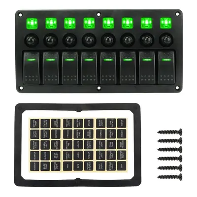 (green) Overload Protection Gang Led Switch Panel Car Vehicle Truck Rv Suvs Marine 12/24v Waterp