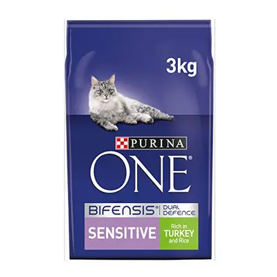 Purina ONE Sensitive Dry Cat Food Turkey & Rice 3kg (Case of 4)