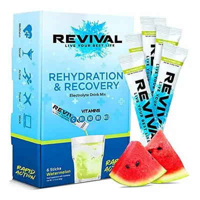 Revival Rapid Rehydration Electrolytes Powder - High Strength Vitamin C, B1, B3, B5, B12 Supplem