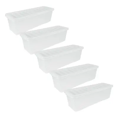 (4 Pack CD Shelf Box) Wham Plastic Storage Shelf Box Stackable Containers Clear With Secure Clip