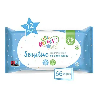 Little Heroes Sensitive Baby Wipes, Fragrance Free (12 packs x wipes totaling wipes)