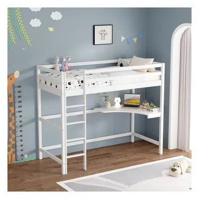 POPPY WHITE WOODEN HIGH SLEEPER BUNK BED WITH DESK