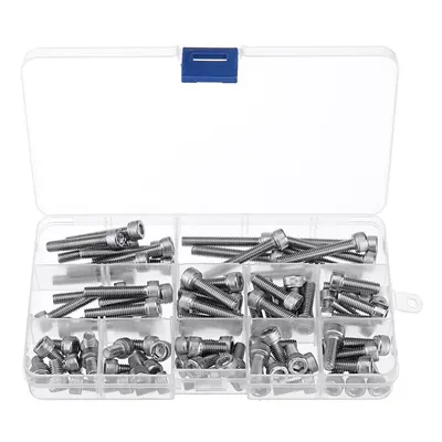 88Pcs M6 Hex Socket Cap Head Screw Bolts Assortment Set Stainless Steel