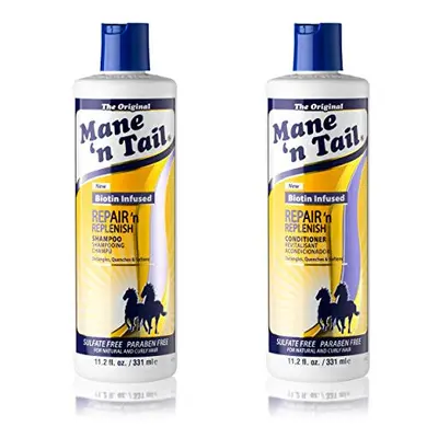 Mane n Tail Sulfate Free Repair n Replenish Gentle Cleaning And Replenishing System 11.2 Oz Each