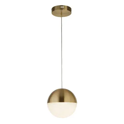 Searchlight Marbles LED Pendant Satin Brass, Crushed Ice Shade