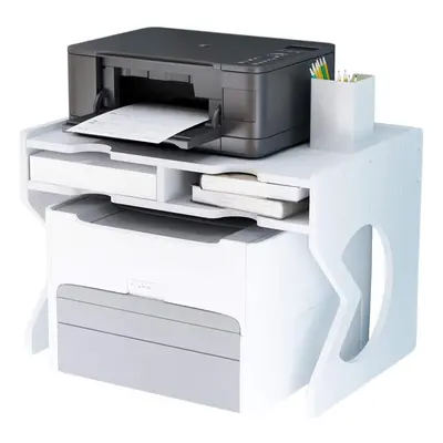 Printer Desktop Stands,Desk Organiser white with Storage Office Supplies Printer with Adjustable