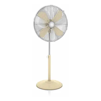 Swan Cream Retro Inch 50W Pedestal Stand Oscillating Fan with Speed Settings & Low Noise Levels