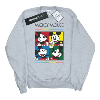 (M, Sports Grey) Disney Mens Mickey Mouse Square Colour Sweatshirt