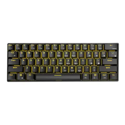 (Black, Red Switch) Mechanical Keyboard Bluetooth Wired Dual Mode 60% Golden / Ice Blue Backlit 