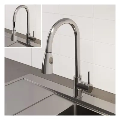 Modern Mono Kitchen Mixer Tap Pull Out Swivel Spout Chrome Single Lever Faucet