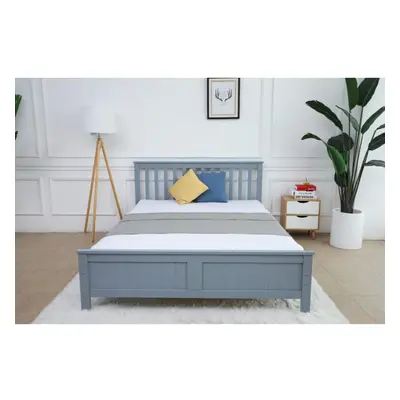 (Grey, Double) ECASA Shaker Style Wooden Bed Frame Double & King