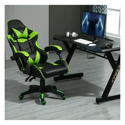 (GREEN) Swivel Gaming Chair Faux Leather Desk Tilt Chair A