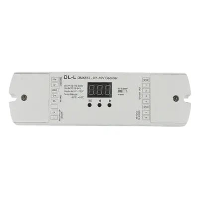 4 Channel DMX512 to 1-10V / 0-10V Converter, DC 12V-24V Input, 4CH DMX Numeric Display Signal Tr