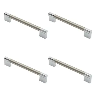 4x Keyhole Bar Pull Handle x 14mm 160mm Fixing Centres Satin Nickel & Chrome