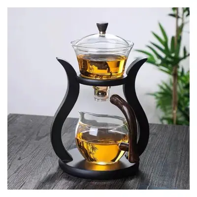 (clear) Kung Fu Glass Tea Set Semi Automatic Drip With Infuser Glass Teapot Set Magnetic Switch 