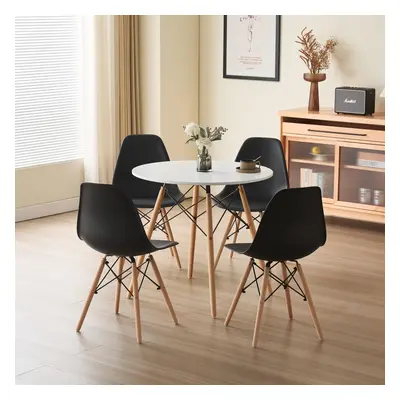 (With Black Chairs) Piece Round Dining Set With White Top With Chairs in Black Grey Or White Wit