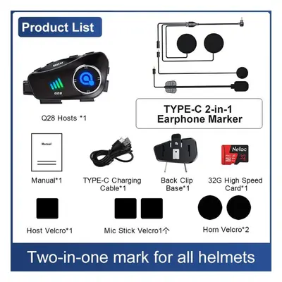 Q28 Motorcycle Helmet Headset 1080p Hd Video Dashcam Motor Wireless Bluetooth Wifi Headphone Han