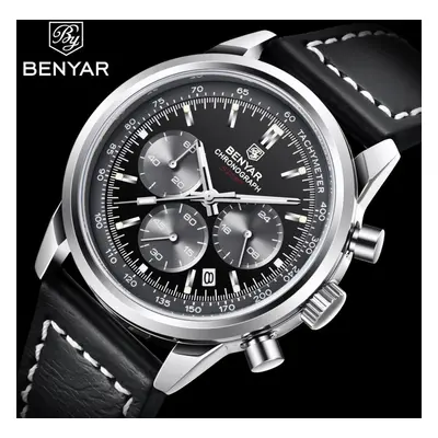 (black,white) Benyar Quartz Waterproof Watches Movement Men Quartz Watches Luxury Clock Casual M