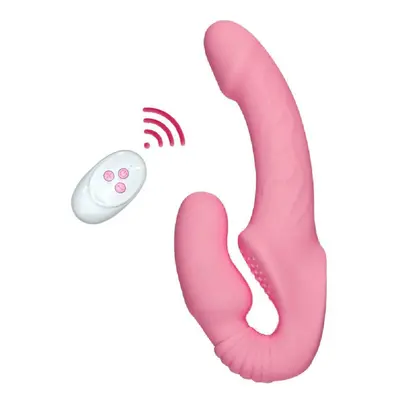 (pink, NO Pants) Speeds Strapless Strapon Dildo Vibrator Female Double Vibrating G Spot Adult Se