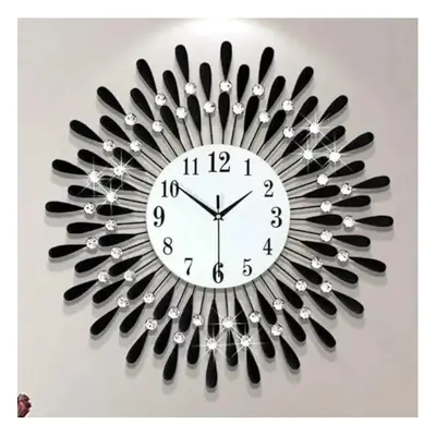 Large Diamond Wall Clock Modern 3D Sunburst for Living Room 60cm