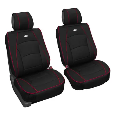 FH group car Seat covers Front Set Black Red Trim Faux Leather Seat cu