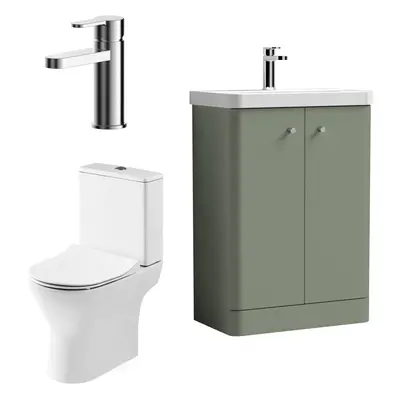 Curve Cloakroom Bundle - Floor Standing Door Vanity Unit, Toilet Pan, Cistern, Seat & Mixer Tap,