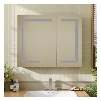 LED Illuminated Anti Fog Touch Sensor Mirror Cabinet 800x600 mm