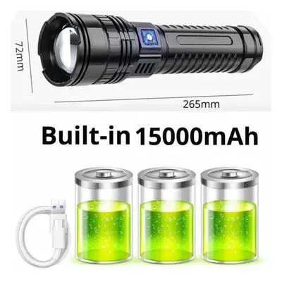 (White laser-withbatter) Coba Ultra Powerful Led Spotlight Long Range Flashlight Fluorescent Abs