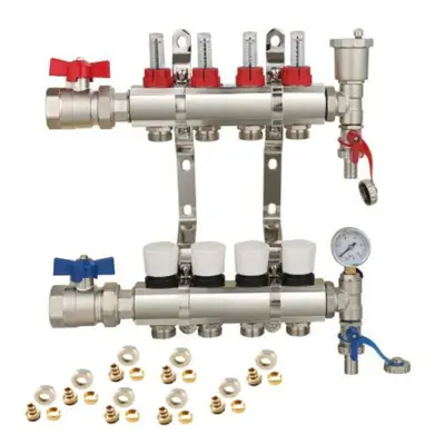 (Normal Set of 2, 15mm x 3/4'') Port Underfloor Heating Manifold with Pipe Connections,Automatic