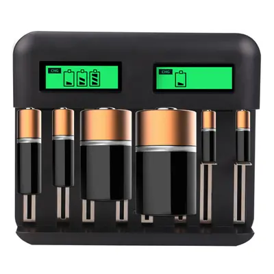 8 Slot Intelligent Battery USB For AA AAA C D Rechargeable Batteries