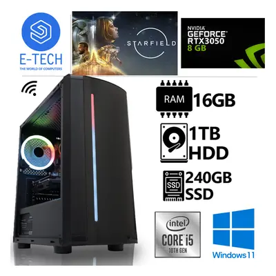 Gaming PC Core i5 10400F 16GB RAM 1TB HDD SSD NVIDIA RTX W11