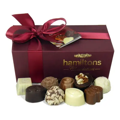 Hamiltons Burgundy Luxury Belgian Ballotin Handmade Chocolates Gift Box