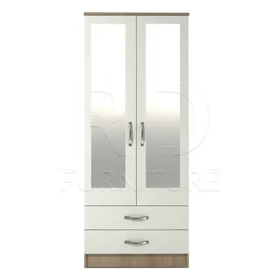 Ready assembled Classic Door Drawer Mirrored Wardrobe Oak And White