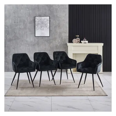 (Set of chairs, Black) 2/4 Dining Chairs Velvet Chairs home & restaurants