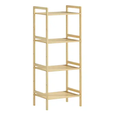 HOMCOM 4-Tier Bamboo Bathroom Storage Shelf with Adjustable Rack, Natural