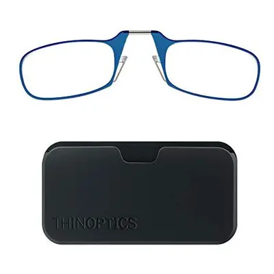 ThinOptics Reading Glasses 1.5 Blue Frames and Universal Compact Case with Foldable 1.5 Reading 