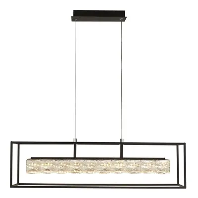 Searchlight Elevator LED Crystal Pendant, Matt Black Frame Dimmable 3000K