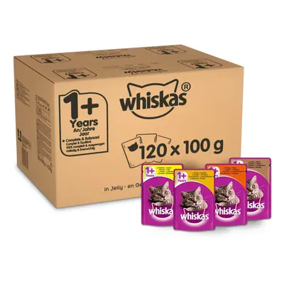 WHISKAS 1+ Cat Pouches Mixed Selection in Jelly, x g Mega Pack