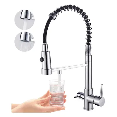 3 in Kitchen Sink Tap with Pull Out Sprayer Single Handle Chrome