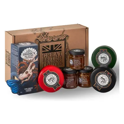 Great British Trading - Snowdonia Cheese Gift Hamper with 3x Cheese Truckles, Sea Salted Cradocs