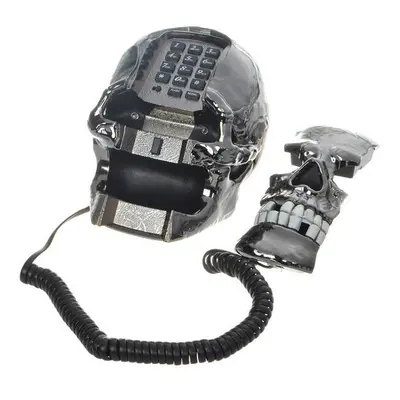 Unique Black Skull Skeleton Shaped Land Line Telephone