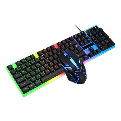 Wired Keyboard & Mouse Set Keys USB Wired Keyboard 2400DPI Mouse RGB Backlit Gaming Keyboard Mou