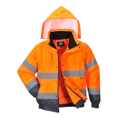 (M, Orange) Portwest Mens In Hi-Vis Safety Bomber Jacket