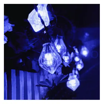 (Blue) Gardening 6M 30LED Solar Panel Light Diamond Holiday Christmas Wedding Decoration