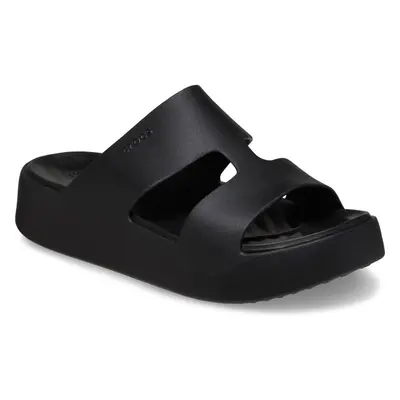 (Black, (Adults')) Crocs Getaway Platform H-Strap Thermoplastic Women's Black Slides