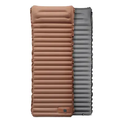 (Brown Grey) Ultralight Self-inflating Air Mattress Widen Sleeping Pad Splicing Inflatable Bed B