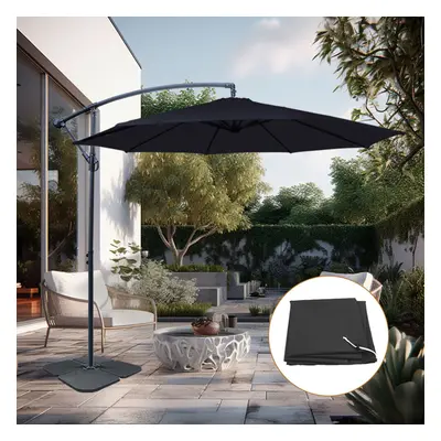 (Black) 3M Banana Cantilever Parasol Garden Patio Umbrella with Base Weights Cover