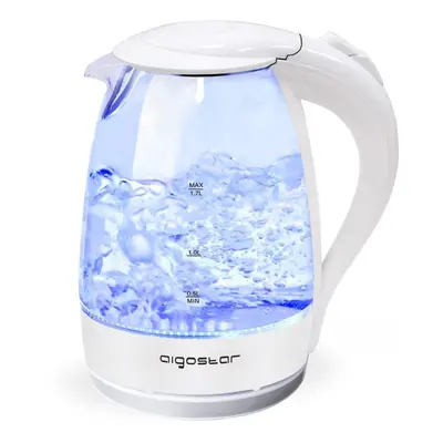 Aigostar Eve 30KHT - Glass Water Kettle with LED Lighting, Watts, 1.7 Liter, Boil-Dry Protection