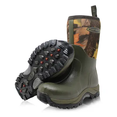 (UK EU42, Green/Camo) Dirt Boot Pro Sport Neoprene Insulated Mid-Cut Short Wellington Boots Rain